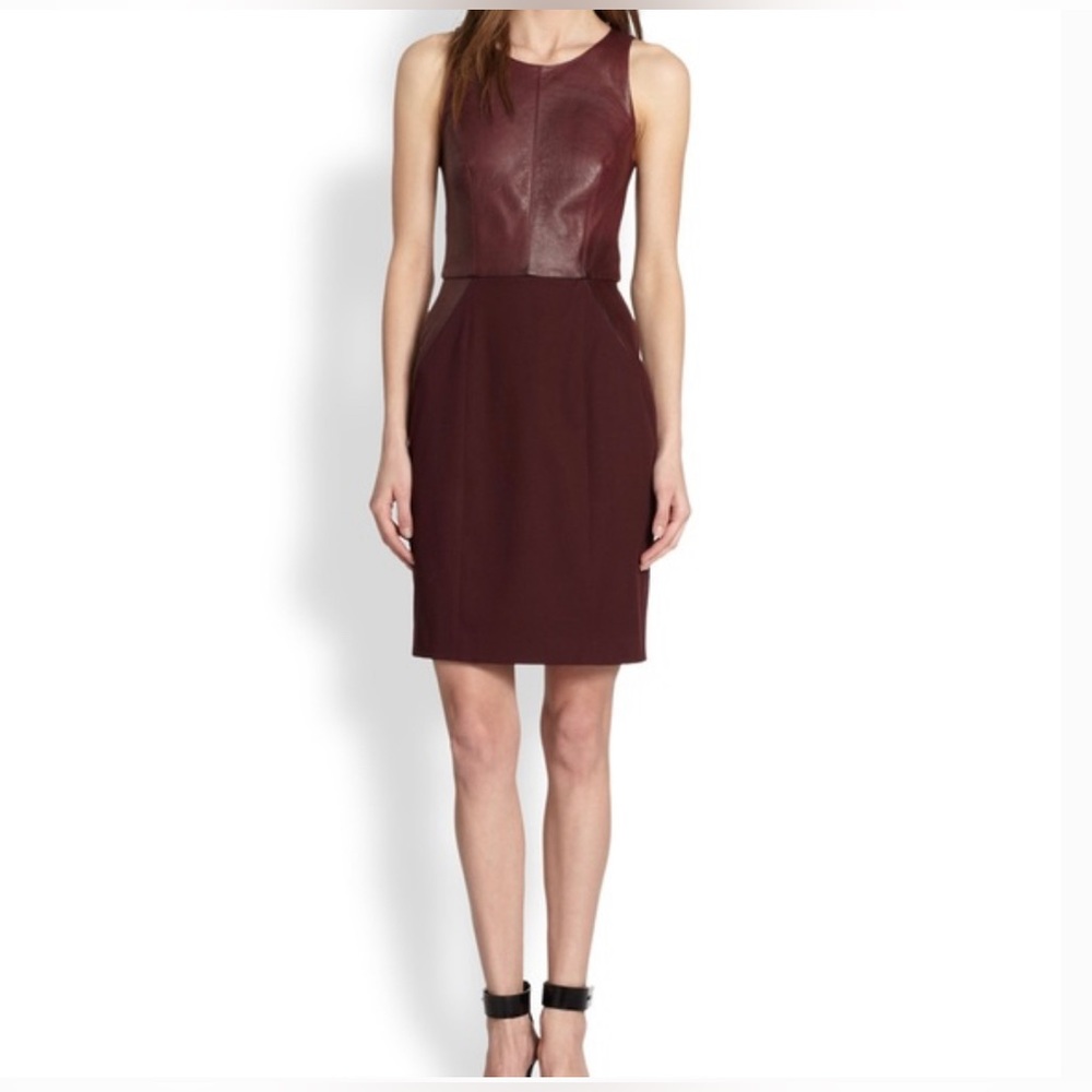 Sachin + Babi maroon burgundy lamb leather dress